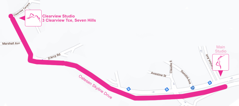 Image of directions from Main Studio to Clearviee